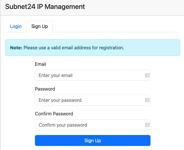 Sign Up Tab